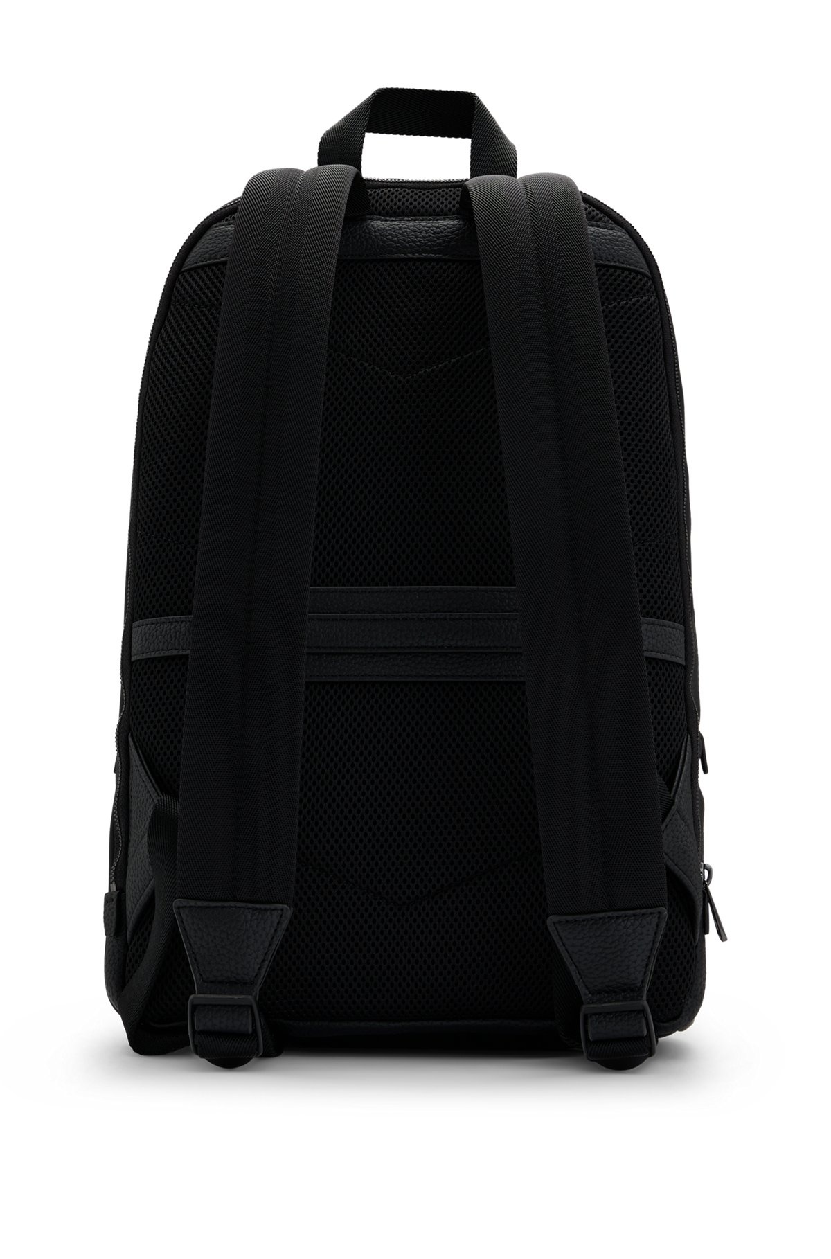 GRAINED FAUX-LEATHER BACKPACK WITH STACKED-LOGO TRIM - 2