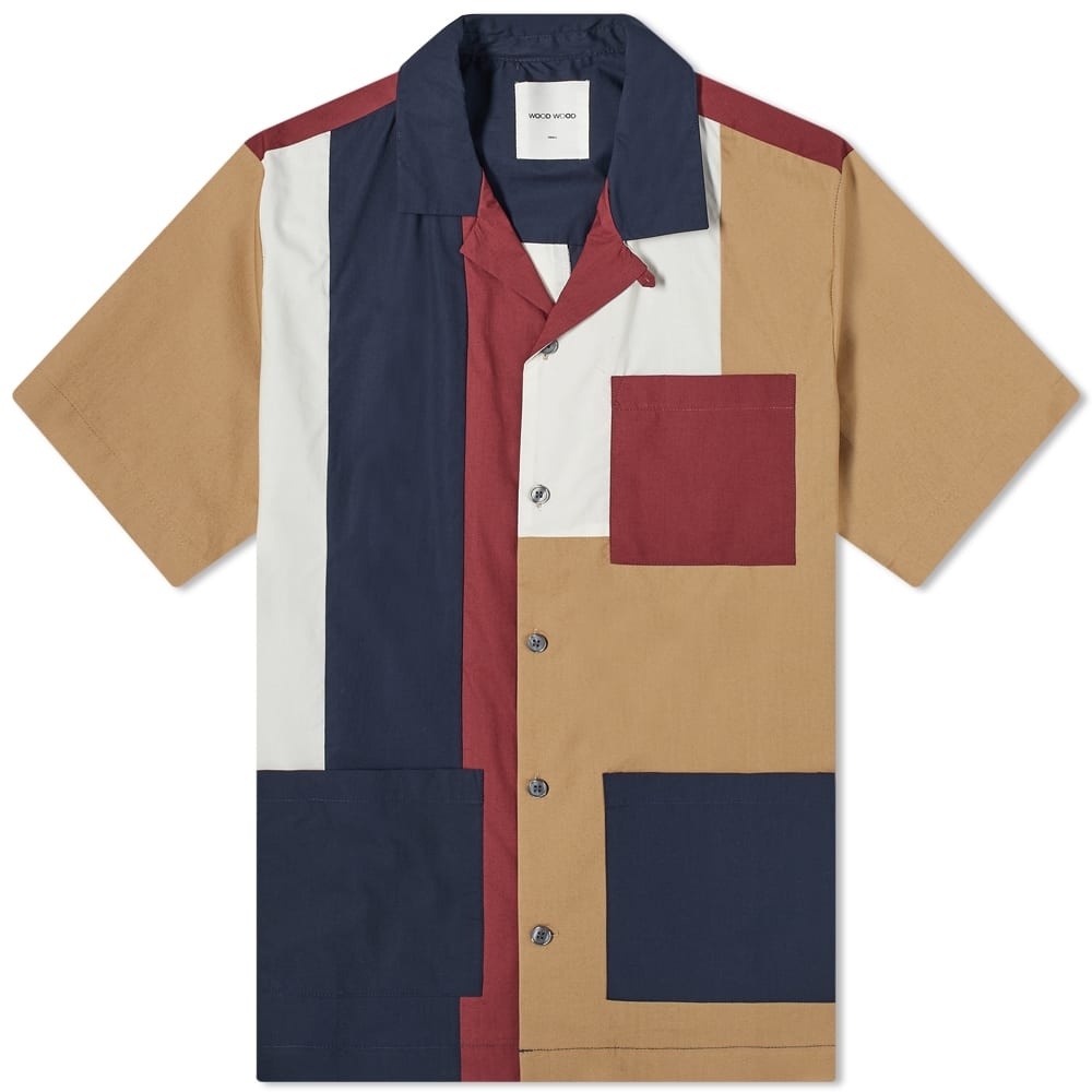 Wood Wood Brandon Colour Block Poplin Vacation Shirt - 1