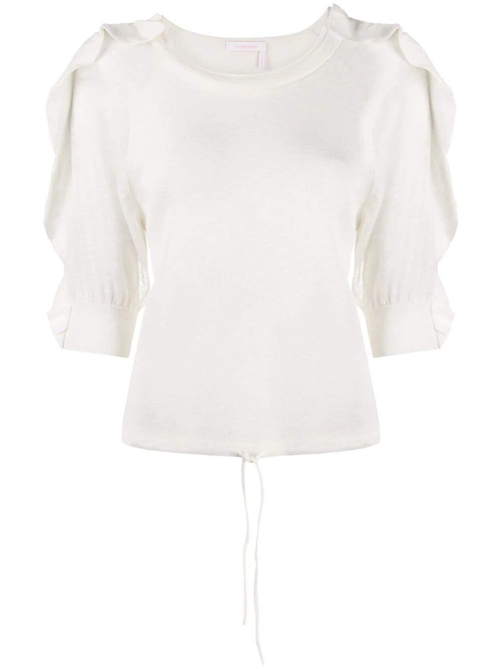 ruffle trim cropped jumper - 1