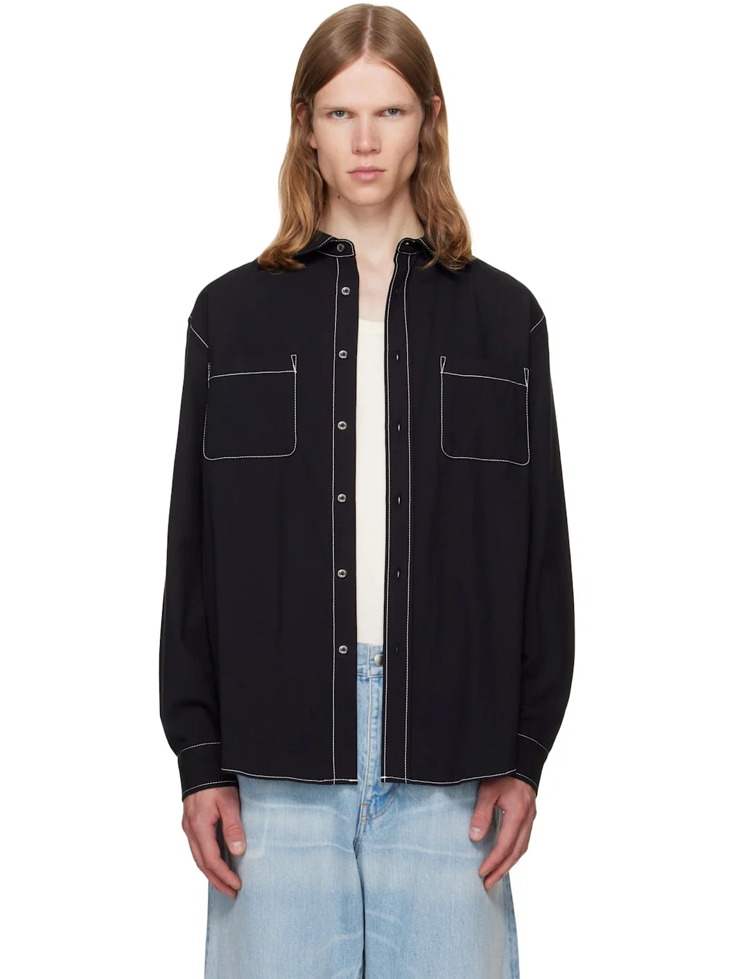 Black Double Pocket Shirt - 1
