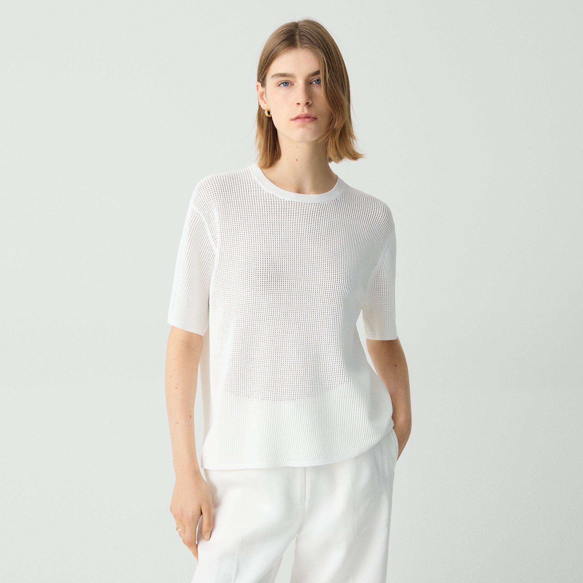 Pointelle Tee in Crepe Knit - 2