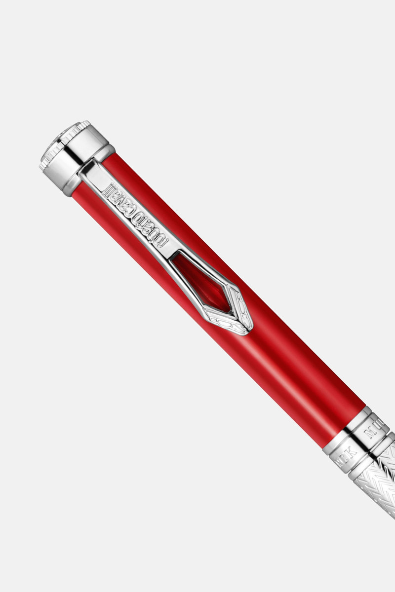 Roberto Cavalli Roberto Cavalli Lacquer Ballpoint Pen, Silver Color & Red Lacquer outlook