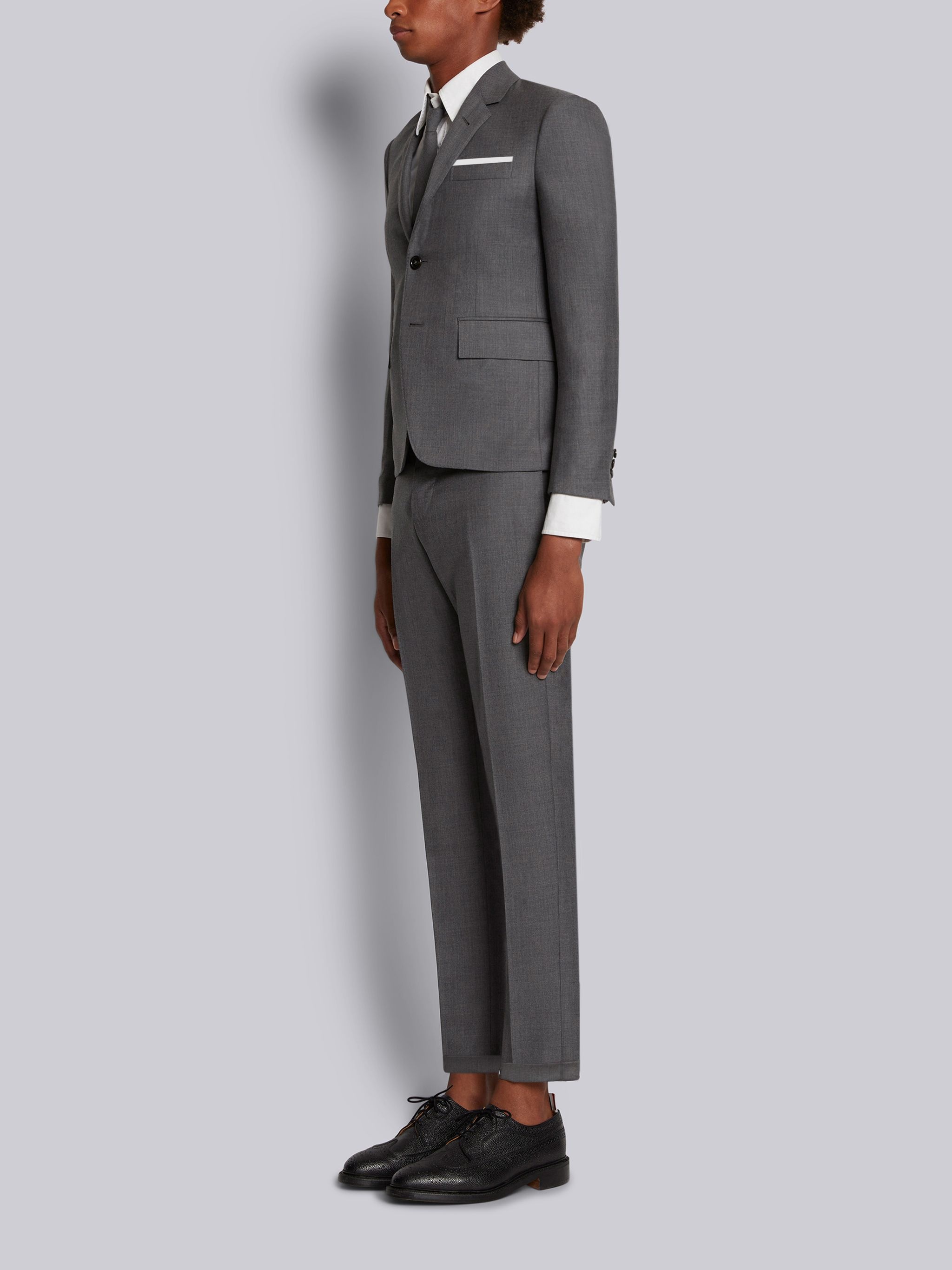 Medium Grey Super 120s Twill High Armhole Suit With Tie And Low Rise Skinny Trouser - 2