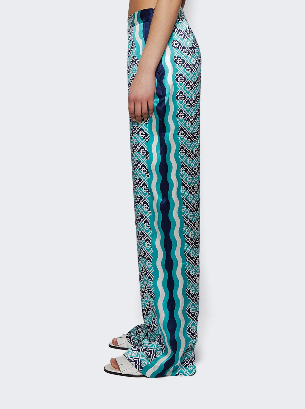 Monogram Straight Leg Trousers Turquoise - 3