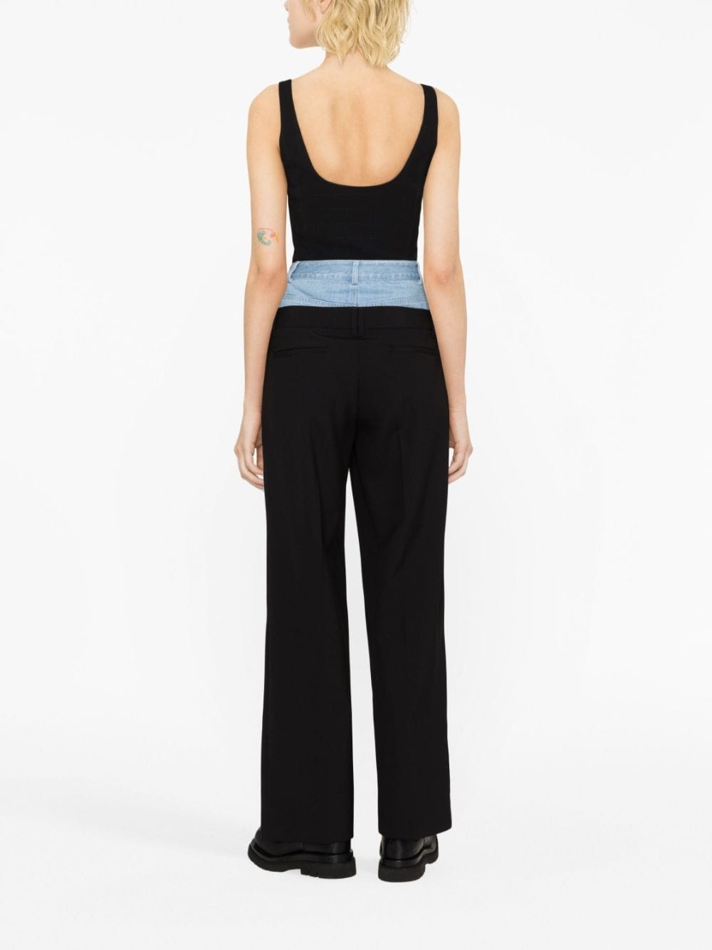 panelled straight-leg wool trousers - 4