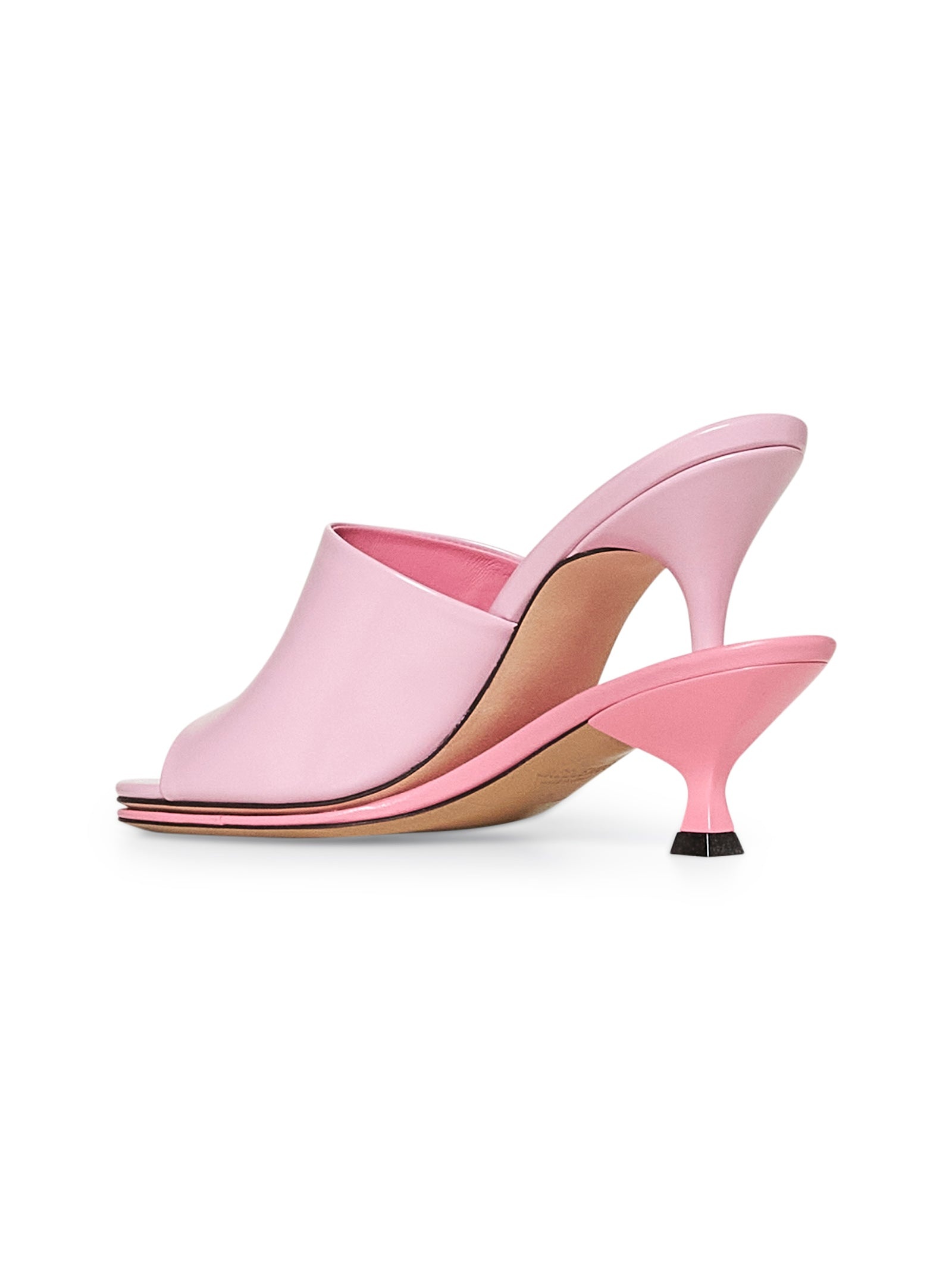 Pink leather The double mules - 3