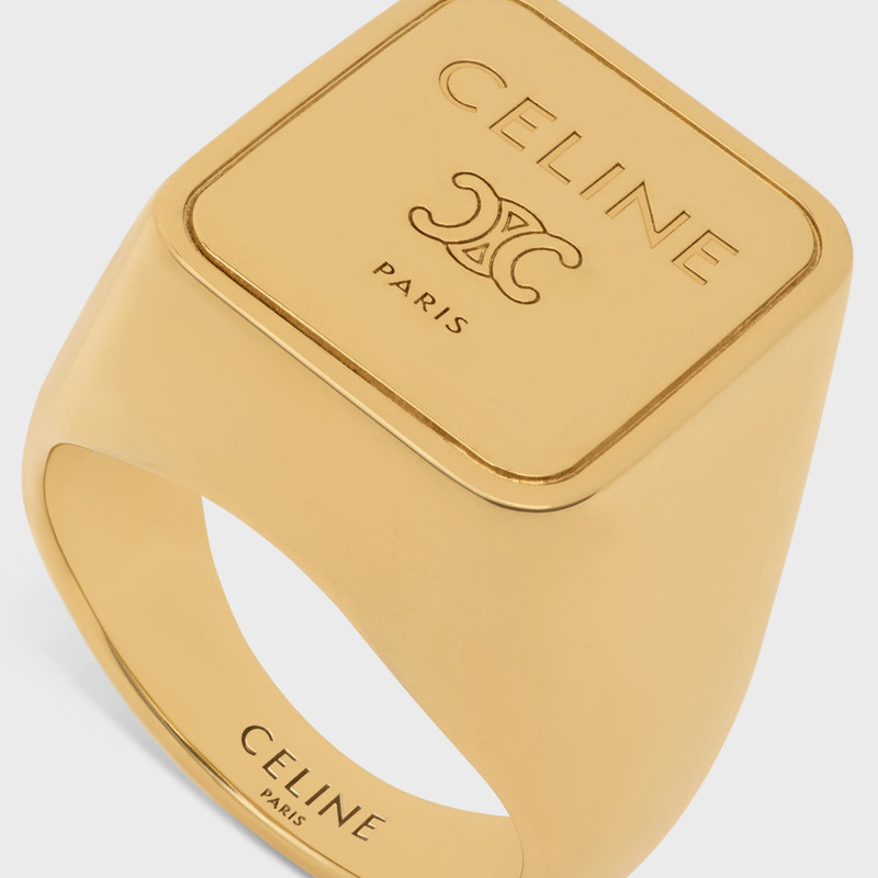 Triomphe Square Signet Ring in Brass with Gold Finish 5