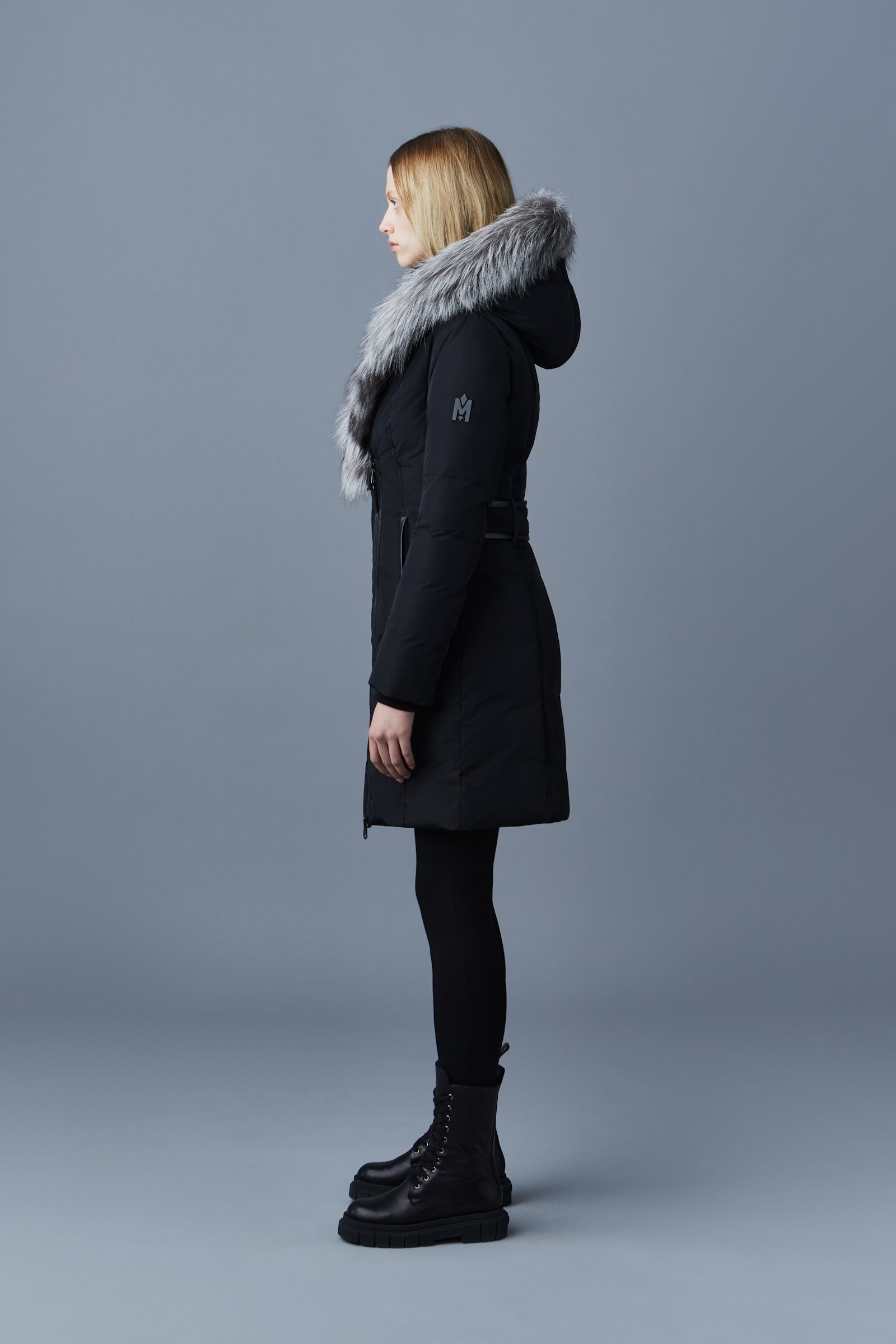 KAY Down coat with silver fox fur Signature Mackage Collar - 3
