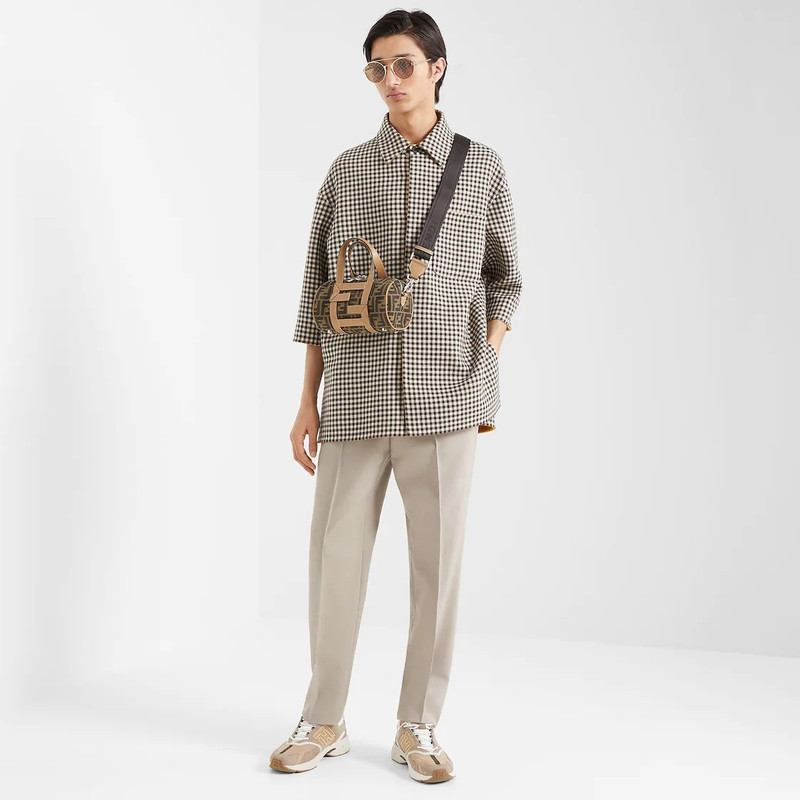 FENDI Gray wool pants outlook