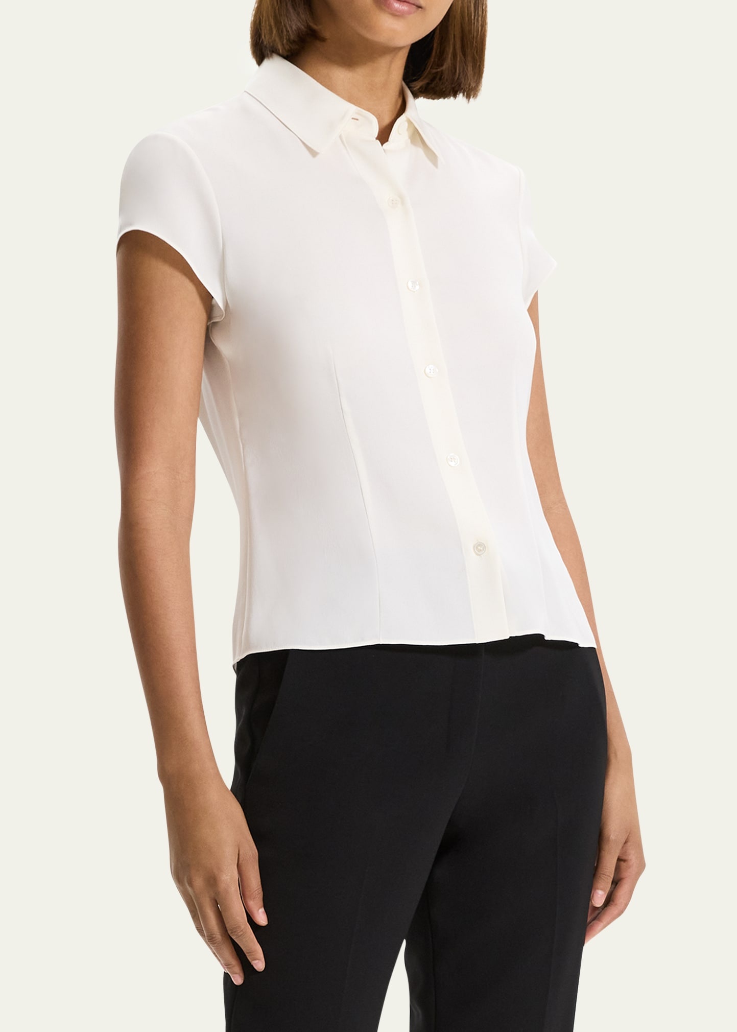 Cap-Sleeve Modern Silk Georgette Blouse - 4