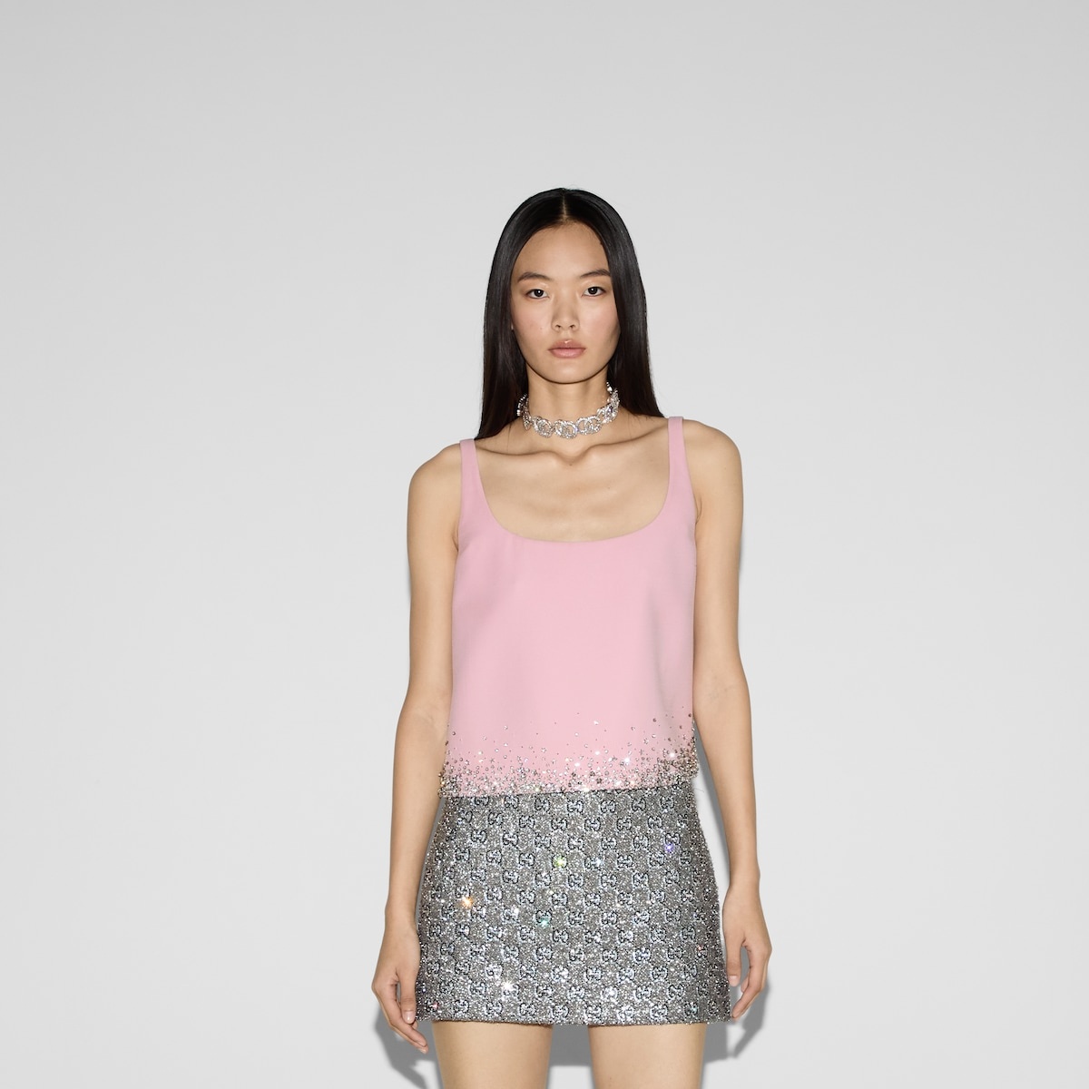 Embroidered wool silk crêpe top - 3