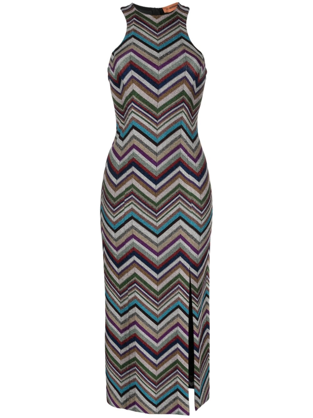 chevron-print midi dress - 1