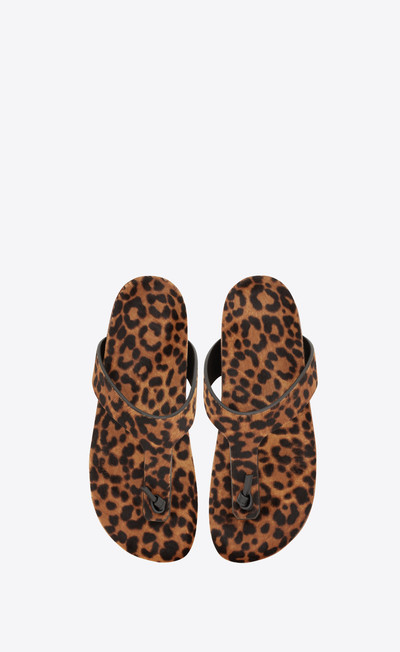SAINT LAURENT jimmy flat sandals in leopard-print pony-effect leather outlook