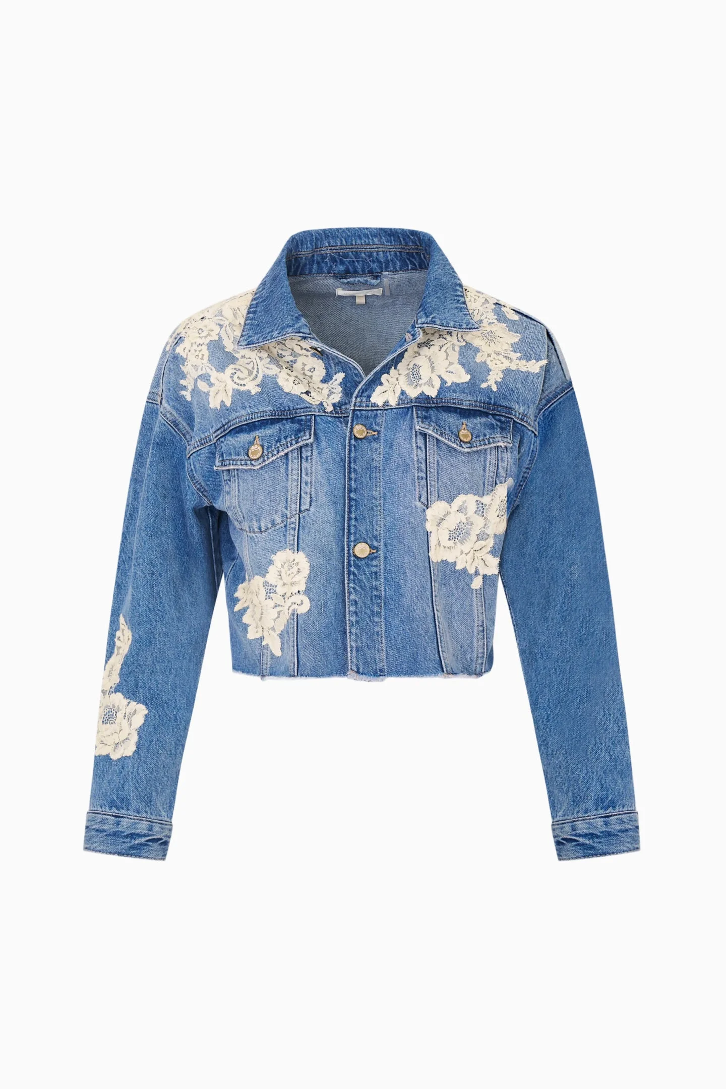 Amana Lace Appliqué Denim Jacket - 1