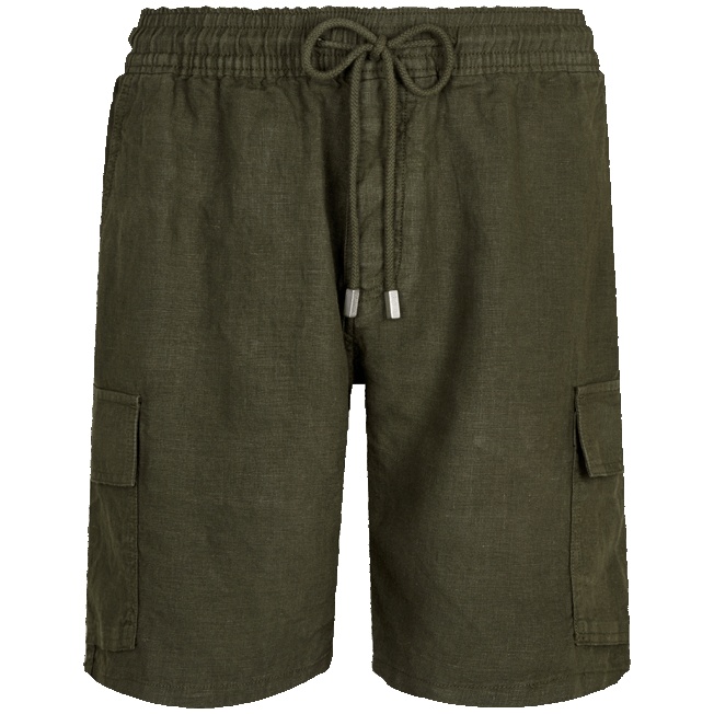 Men Linen Bermuda Shorts cargo pockets - 1