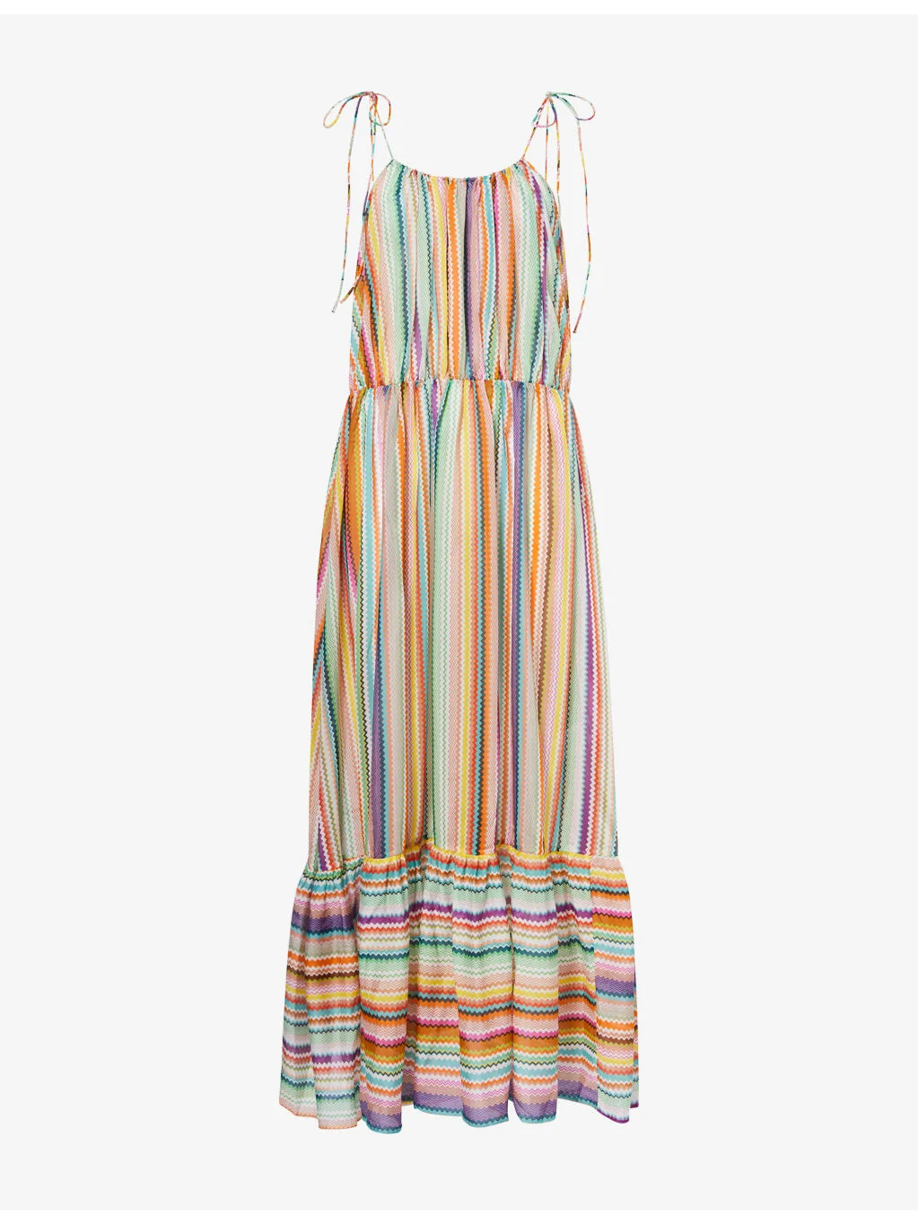Zig-Zag Printed Cotton and Silk-Blend Maxi Cover-Up - 1