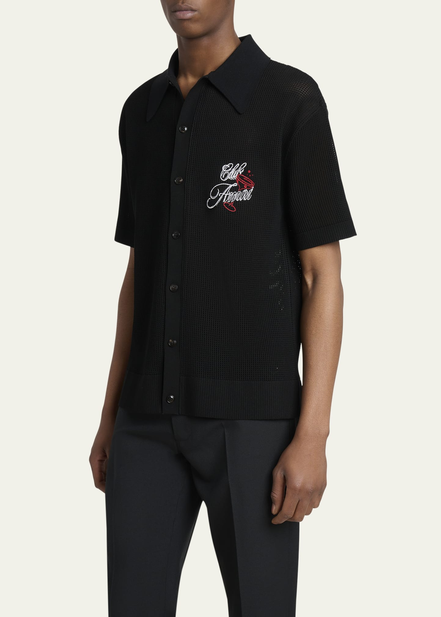 Men's Club Amiri Crochet Short-Sleeve Shirt - 4