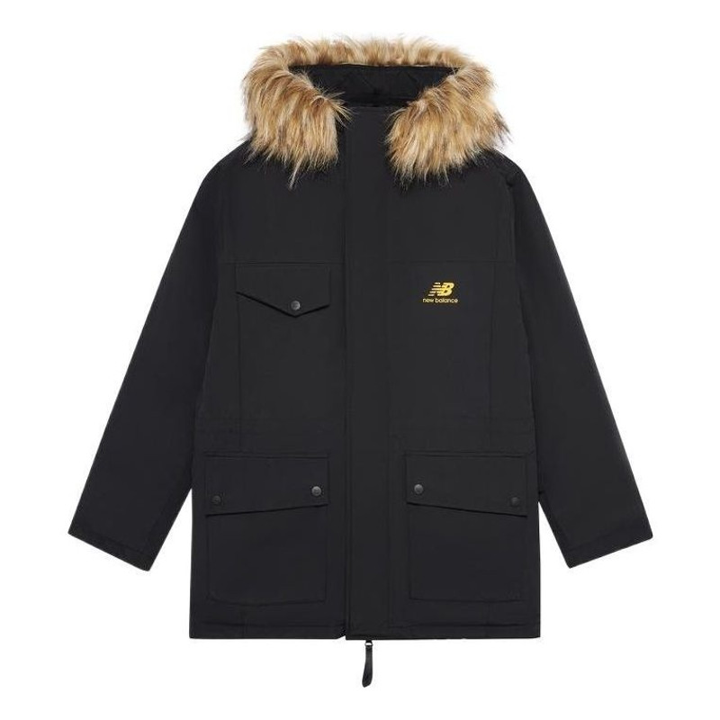 New Balance Fur Collar Warm Windproof Jacket 'Black Brown' AMJ23371-BK - 1
