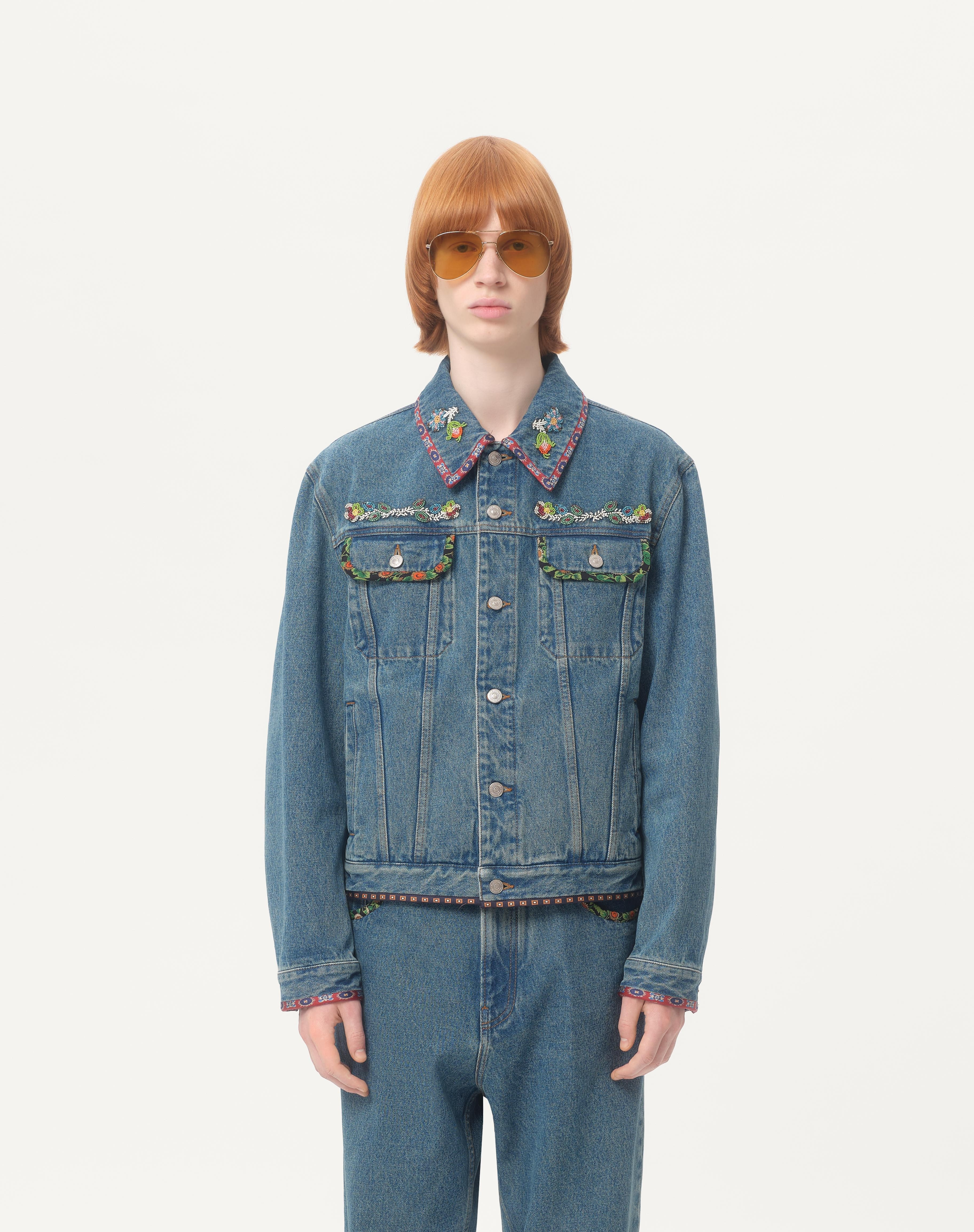 DENIM JACKET WITH BEADED EMBROIDERY AND PRINTED EDGES - 5