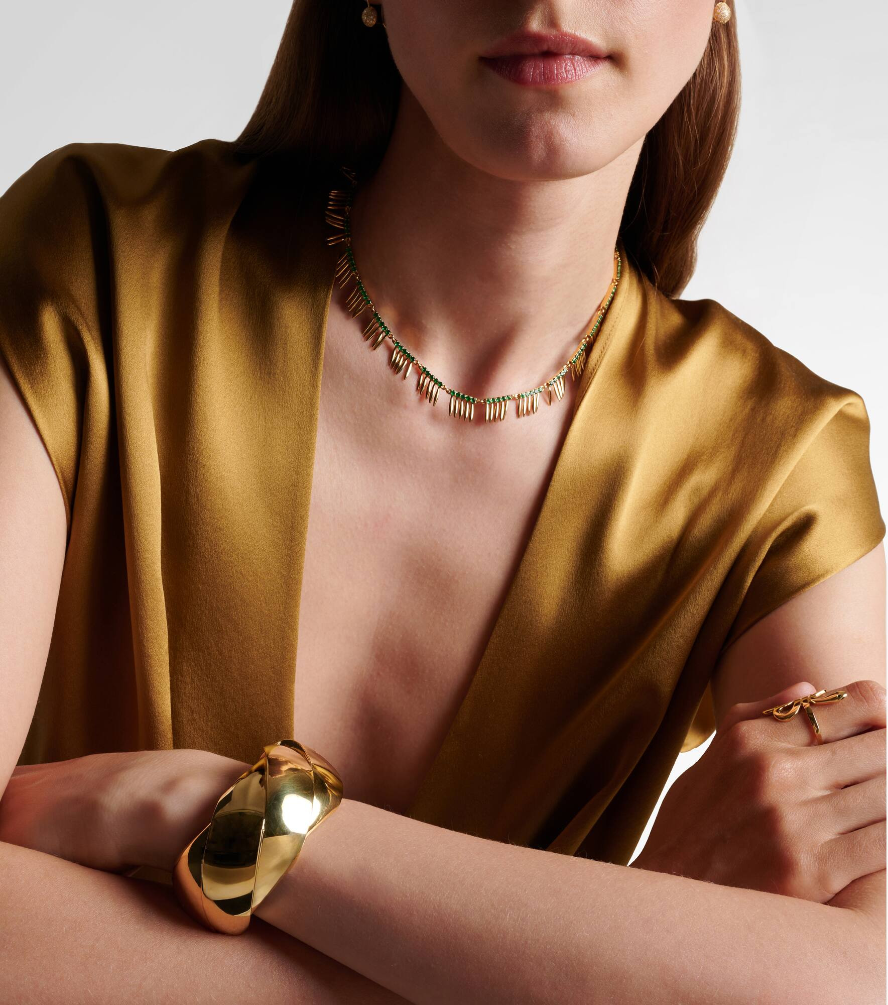 Grass Sunny 18kt gold necklace with emeralds - 3