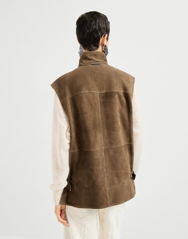 Couture suede vest with monili 3