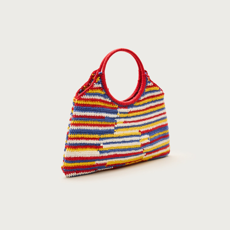 Handcrocheted top-handle bag in stripe 5