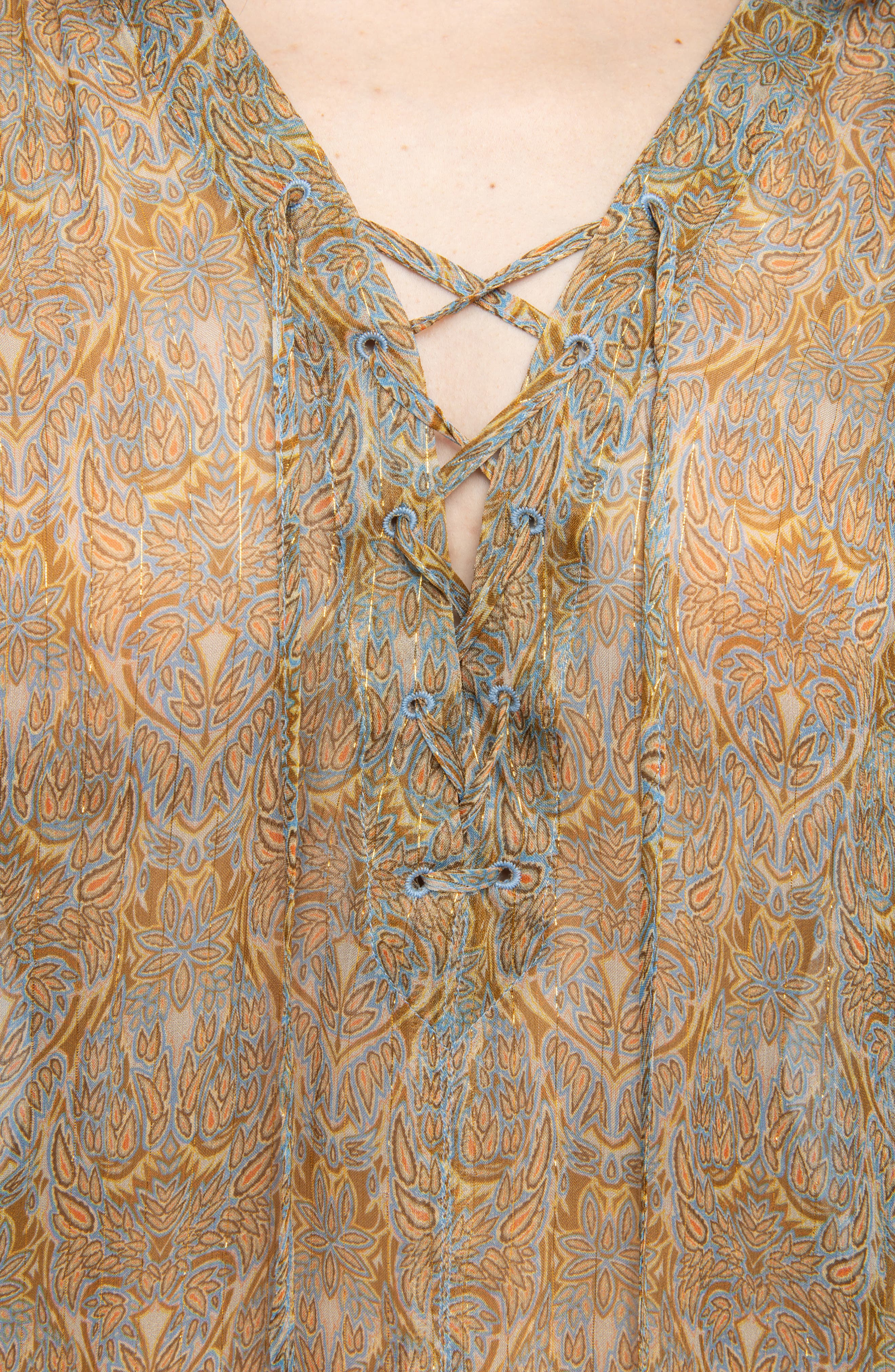 Zadig & Voltaire Tamela Mousseline Metallic Paisley Sheer Top in Cloud at Nordstrom - 4