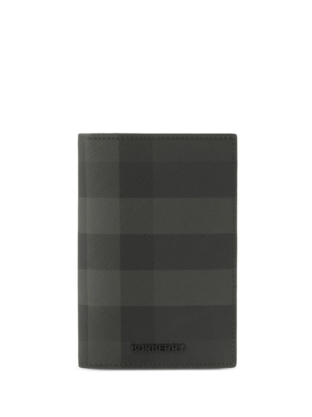Check-pattern leather passport holder - 1