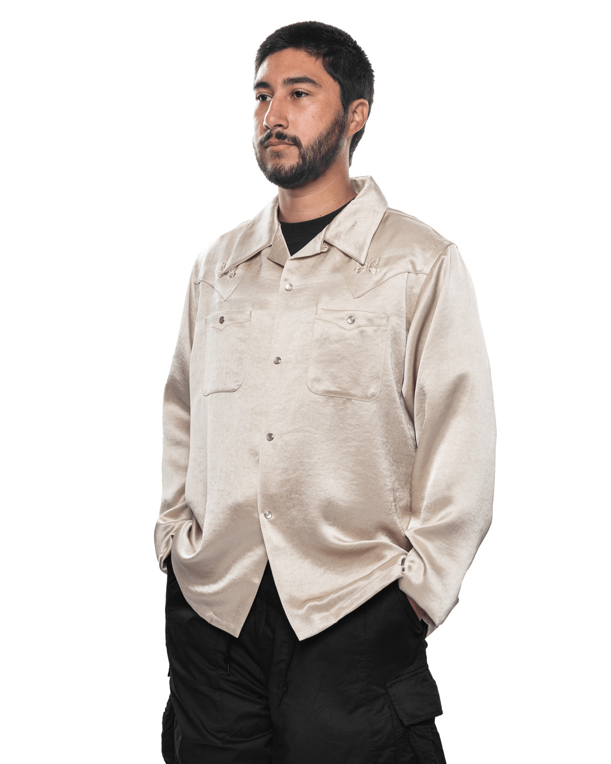 L/S Cowboy One-Up Shirt 'Beige' - 4