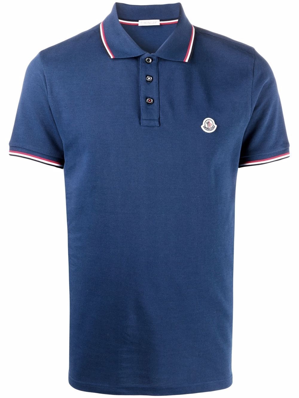 stripe-trim logo-patch polo shirt - 1