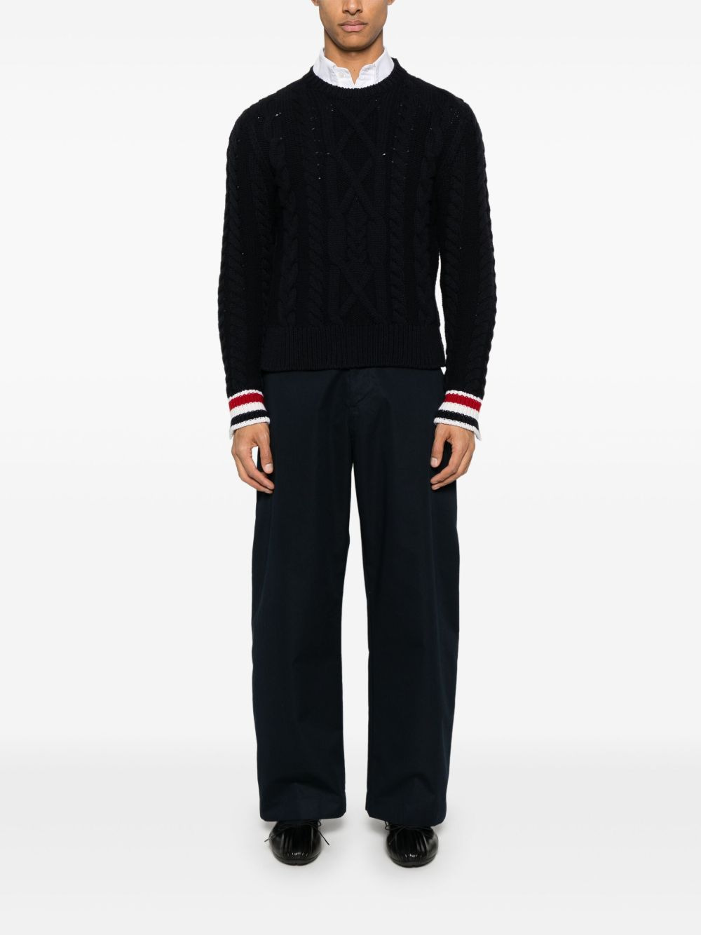 RWB-stripe cable-knit sweater - 2