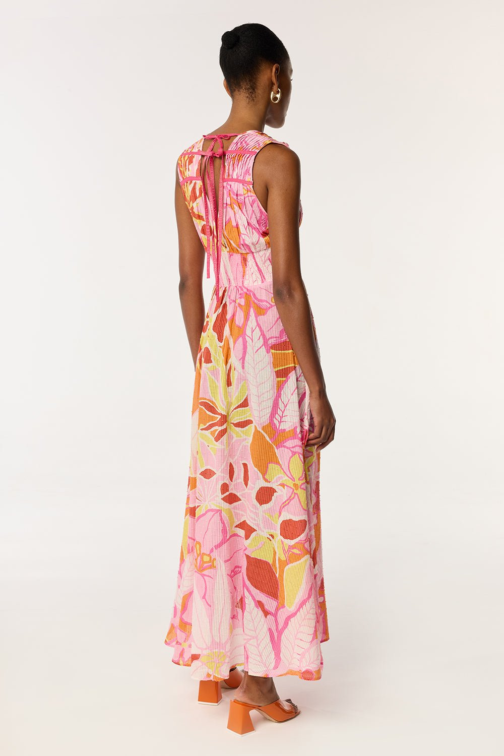 Long Dress Chiara - Pink Macro Lilium - 3