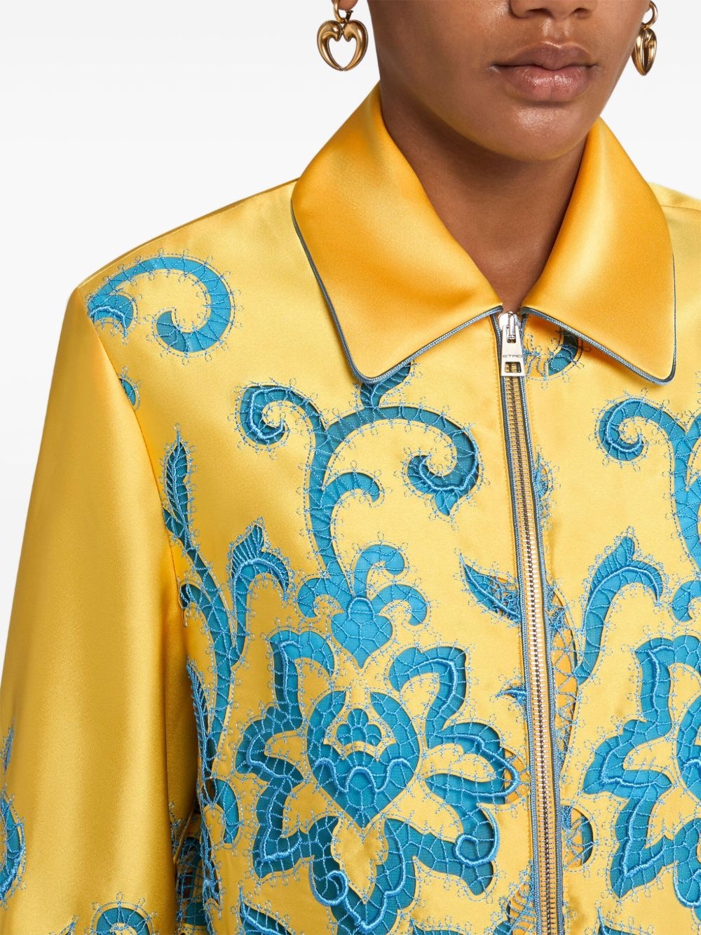 embroidered cropped bomber jacket - 4