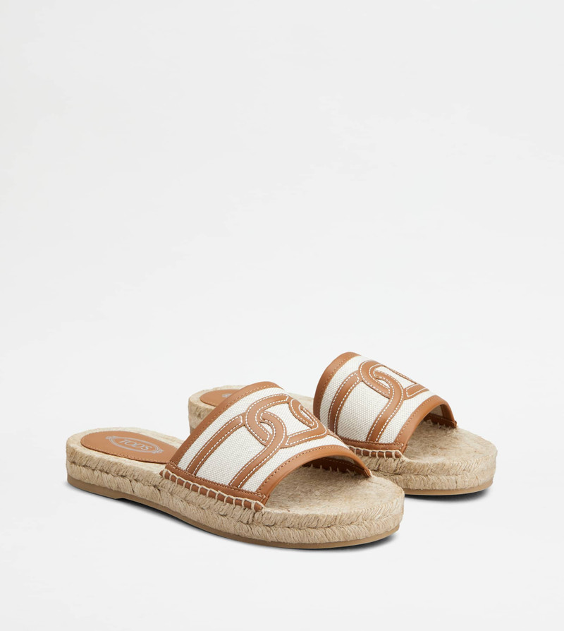 KATE SANDALS IN CANVAS AND LEATHER - WHITE, BROWN 4