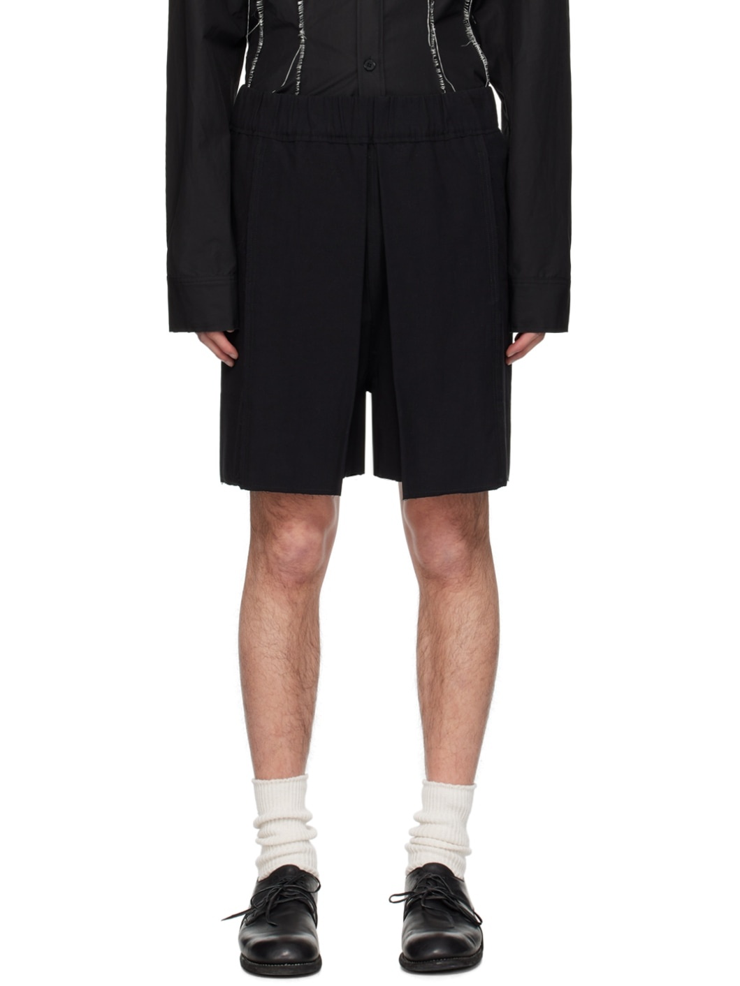 Black Pleated Shorts - 1
