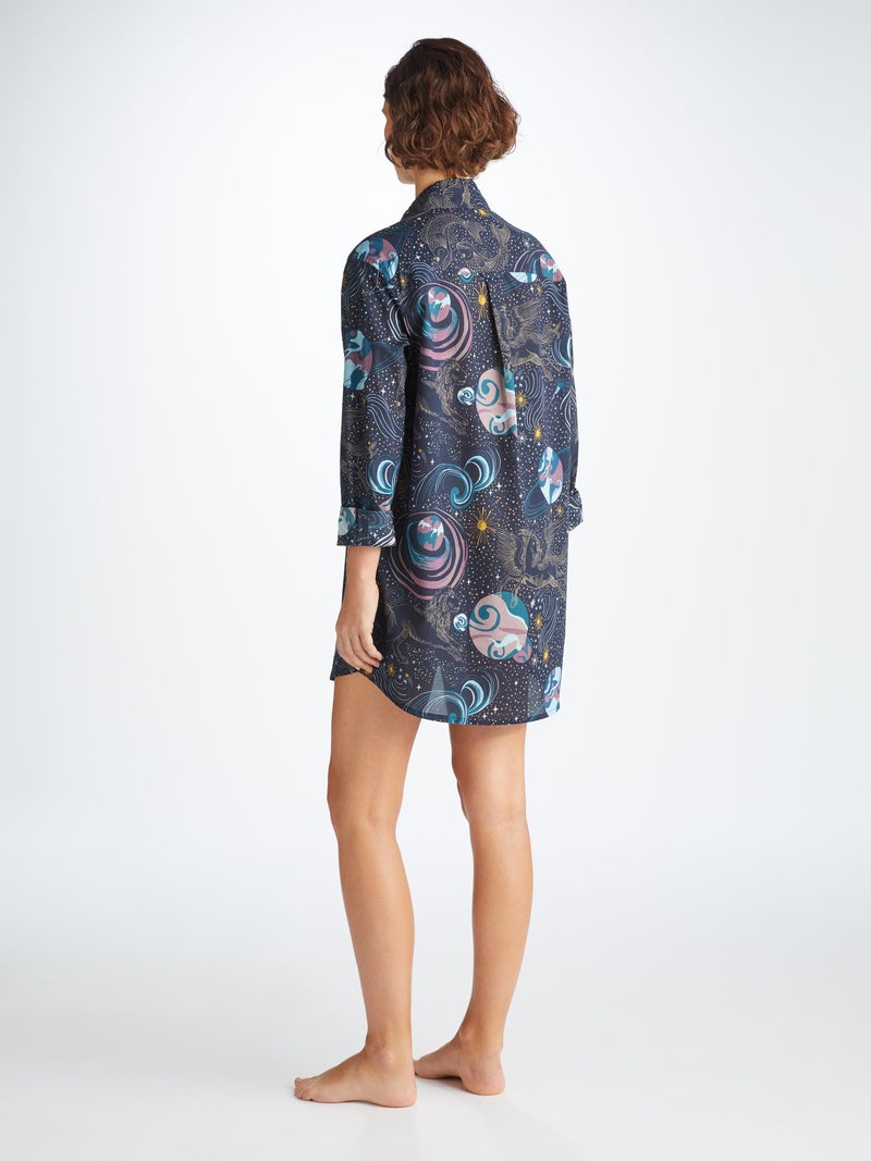 Women's Nightshirt Ledbury 76 Cotton Batiste Navy - 4