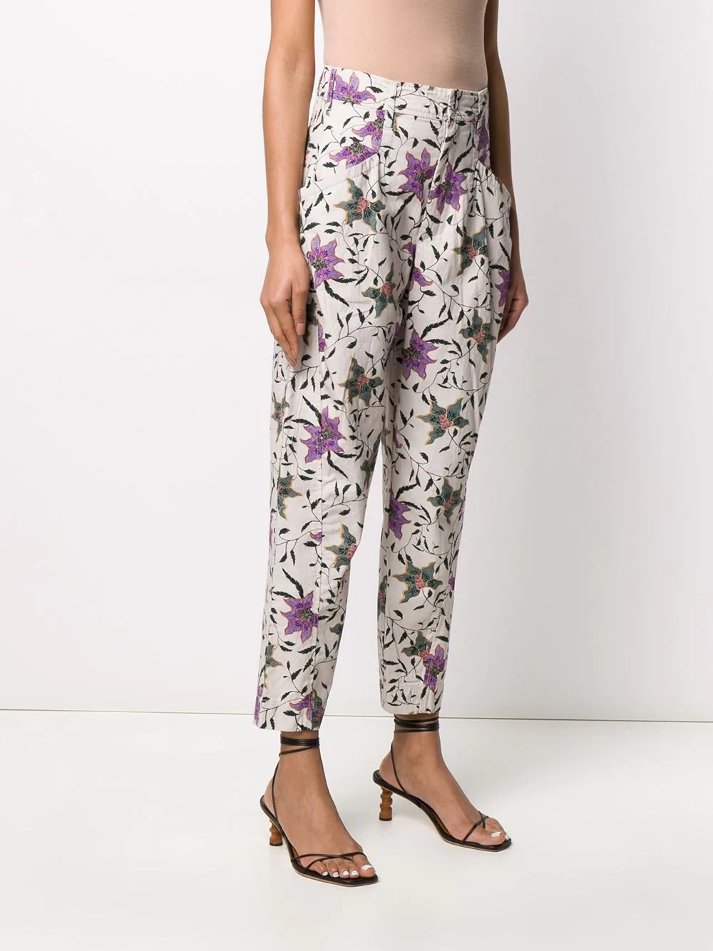 floral print tapered trousers - 3