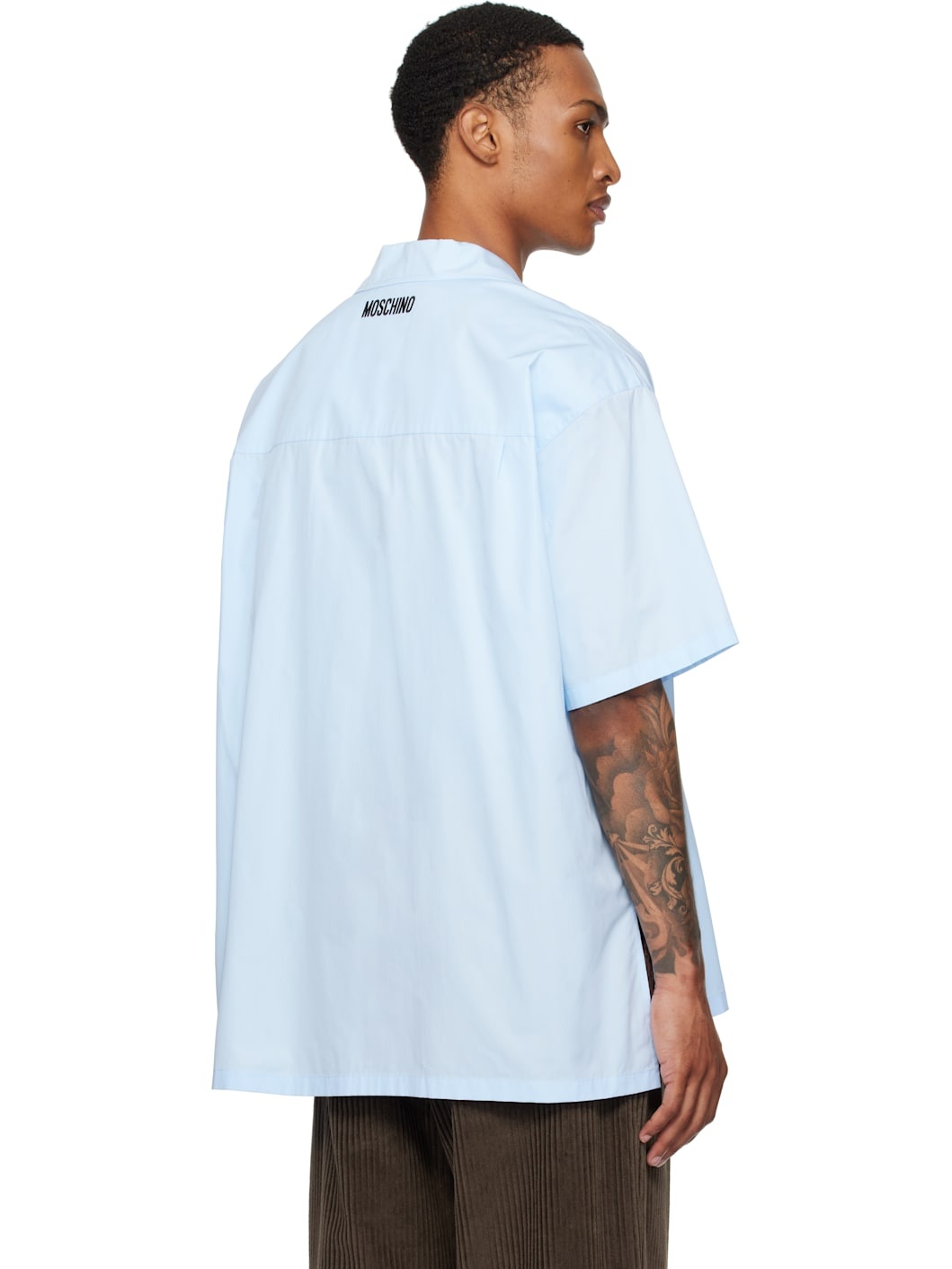 Blue Cotton Poplin Shirt - 3