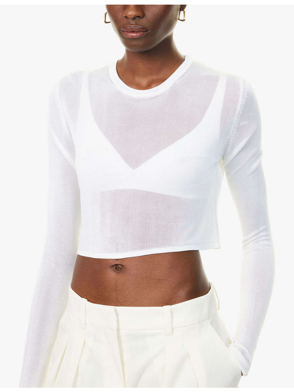 Kazel Semi-Sheer Knit Long-Sleeve Top - 5