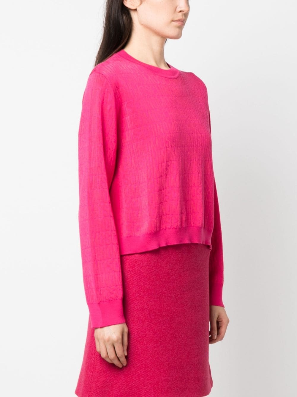 logo-jacquard wool jumper - 3