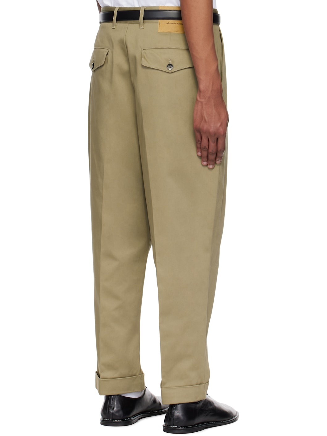 Khaki Cotton Carrot Oversized Trousers - 3