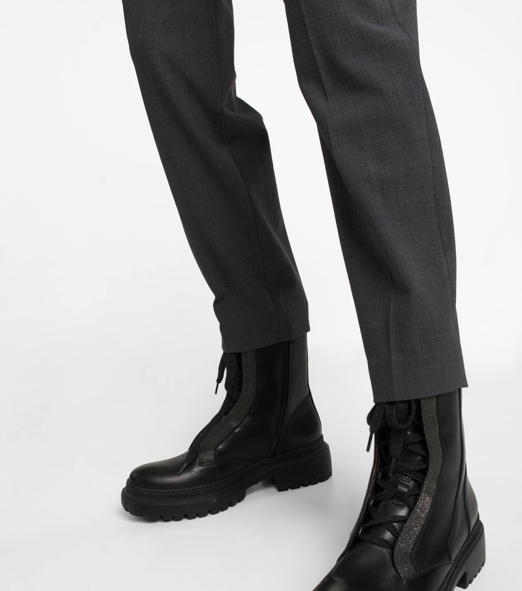 High-rise tapered wool-blend pants - 6