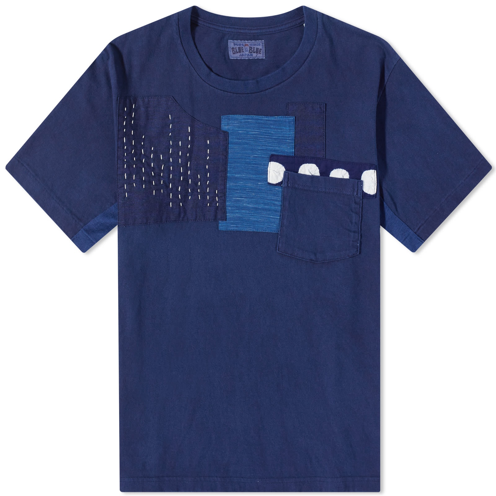Blue Blue Japan Hand Stitched Patchwork T-Shirt - 1