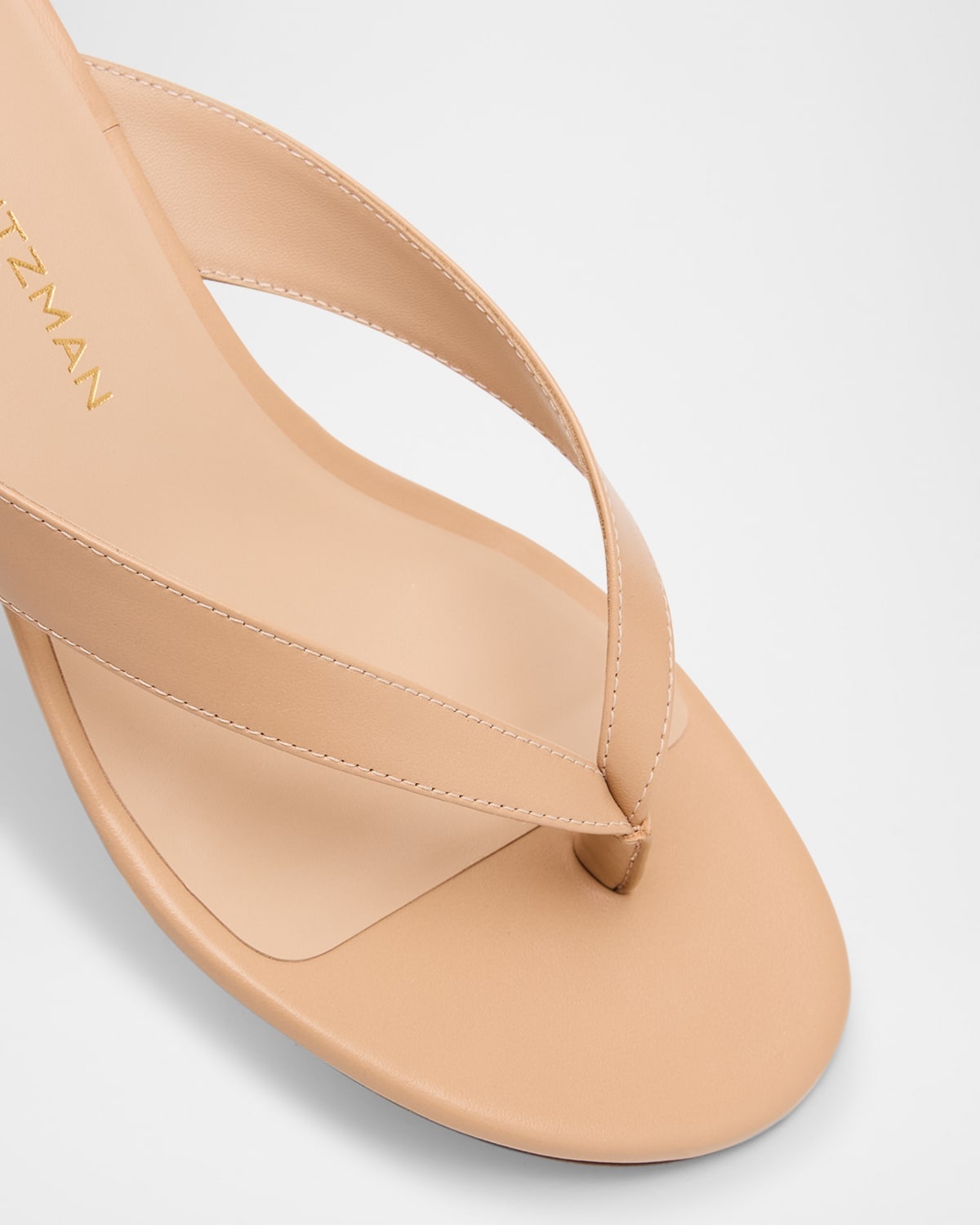 Rio Leather Kitten-Heel Thong Sandals - 7