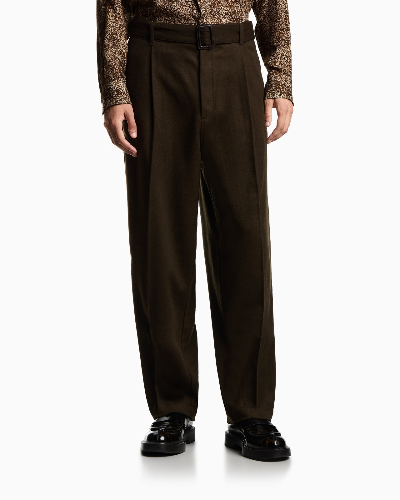 VIRGIN WOOL TROUSERS WITH BELT - 4
