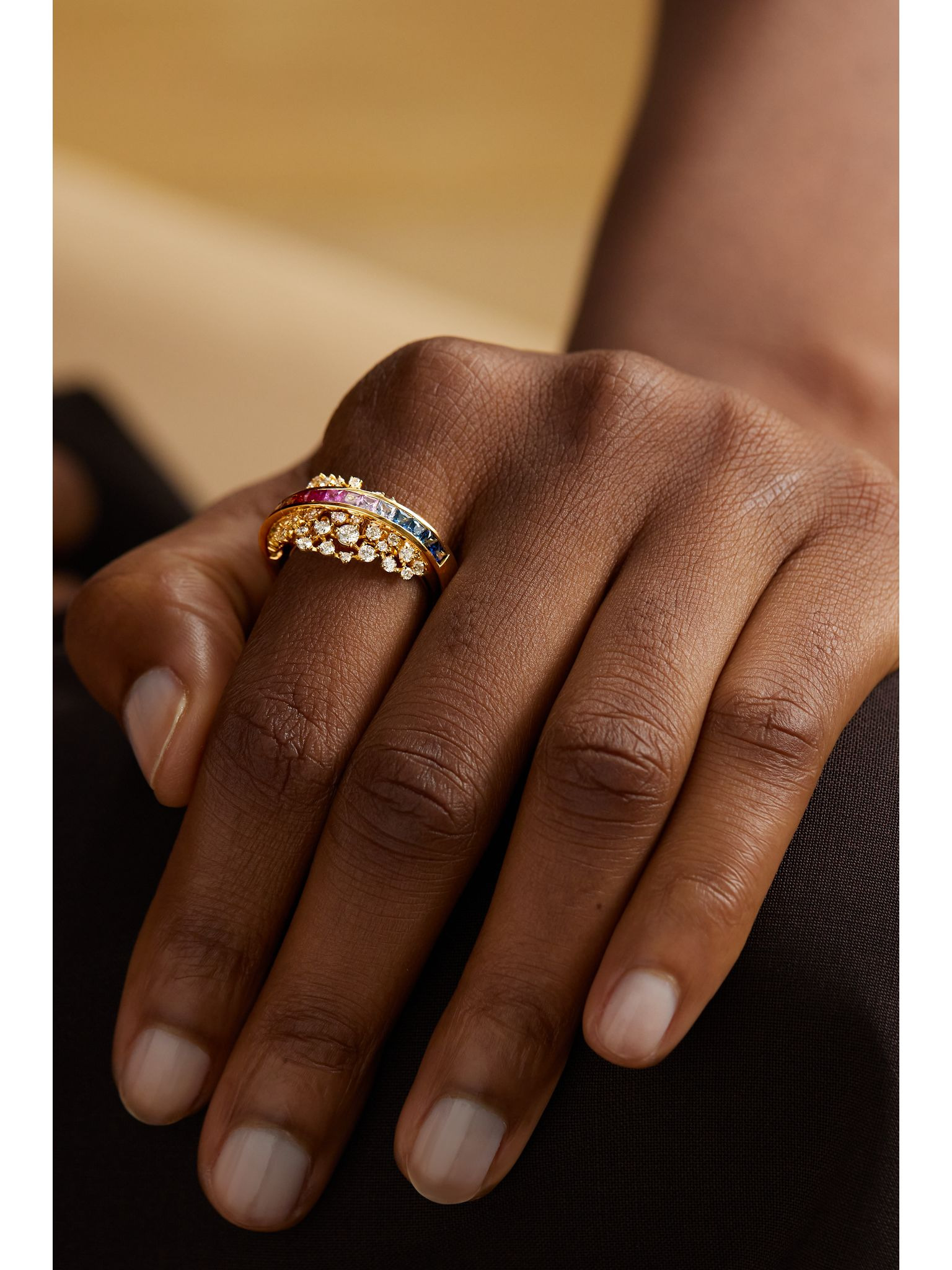 Scatter Rainbow Energy 18-karat gold, diamond and sapphire ring Multi - 2
