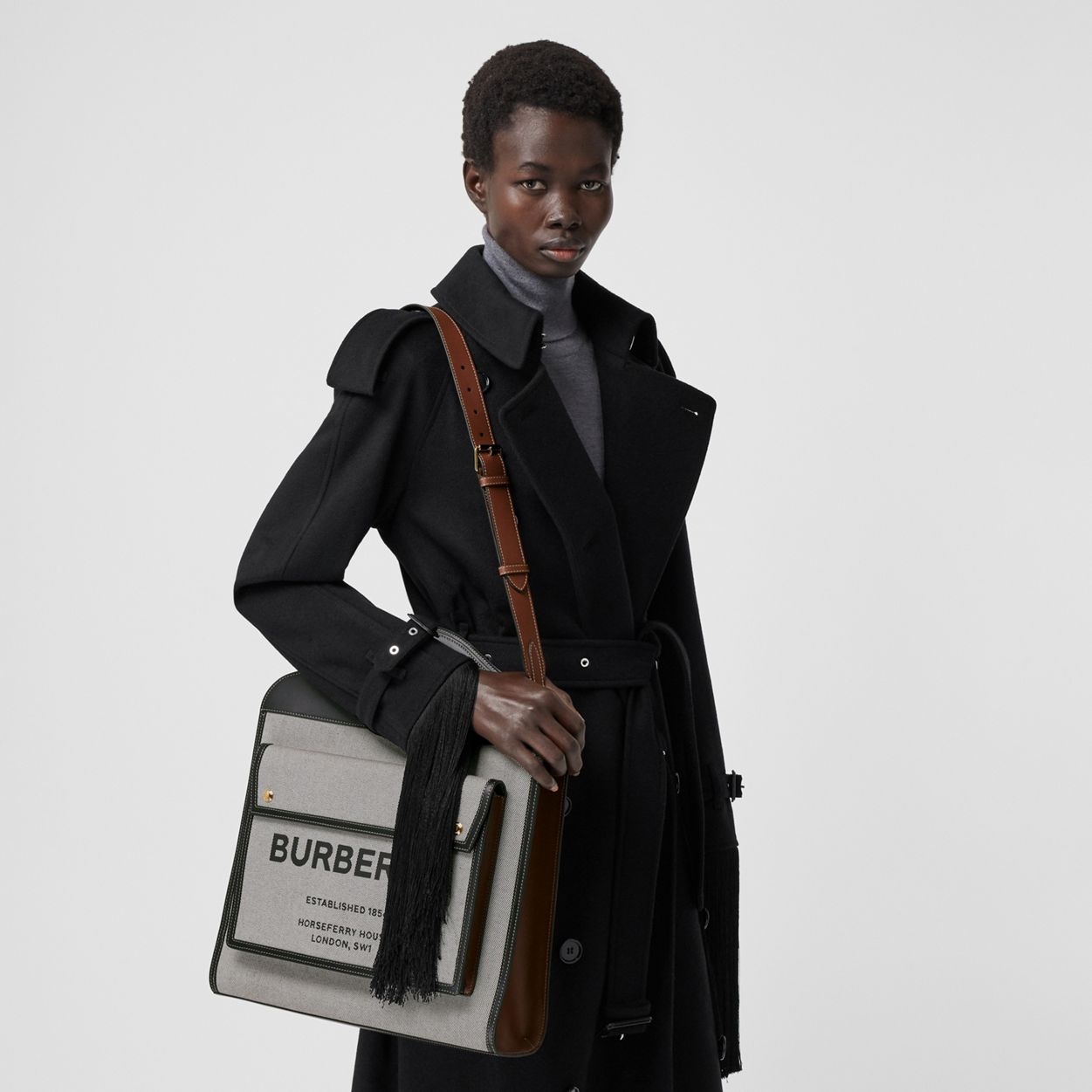 Medium Two-tone Canvas and Leather Pocket Bag - 3