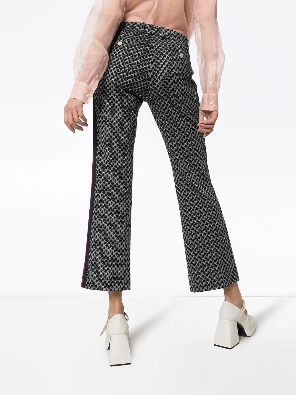 GG-print cropped flared trousers - 4