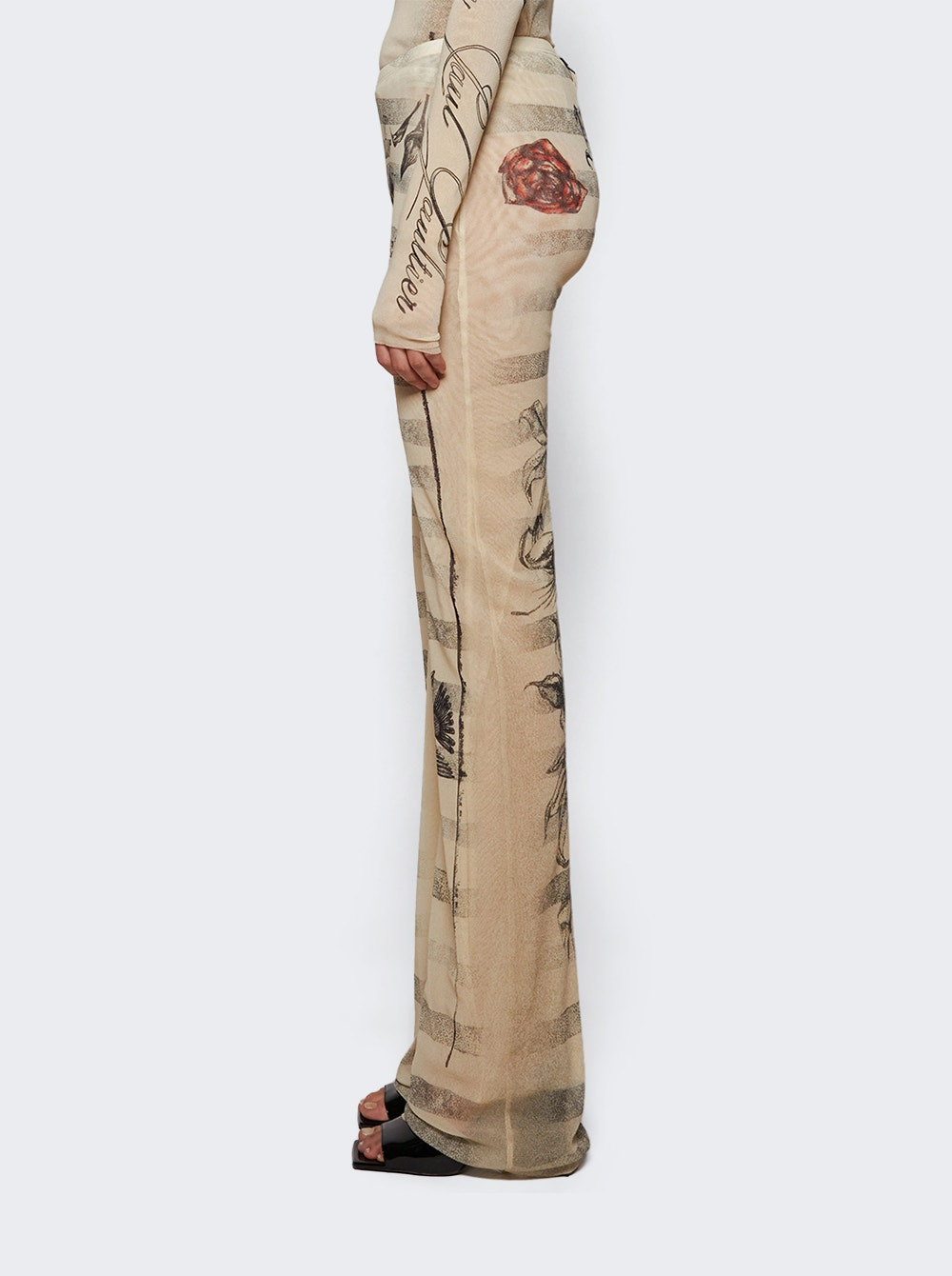 Mesh Tattoo Marinière Pants Ecru - 3