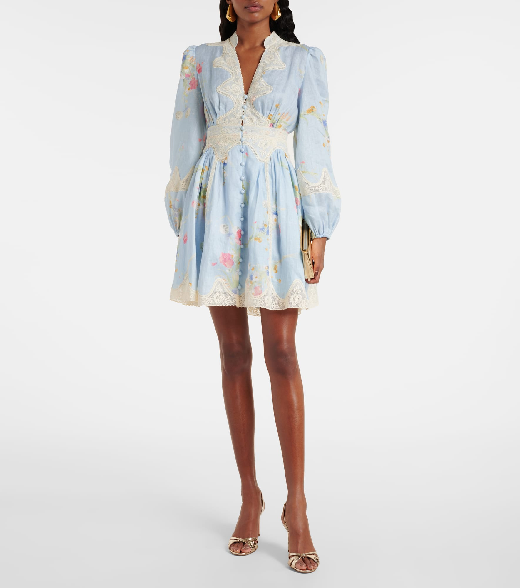 Lucky Lace floral linen minidress - 2